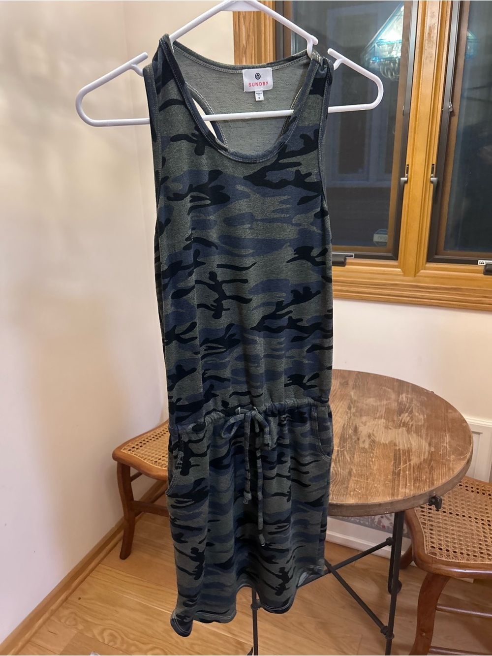 Sundry Olive Green and Black Camo Mini Dress